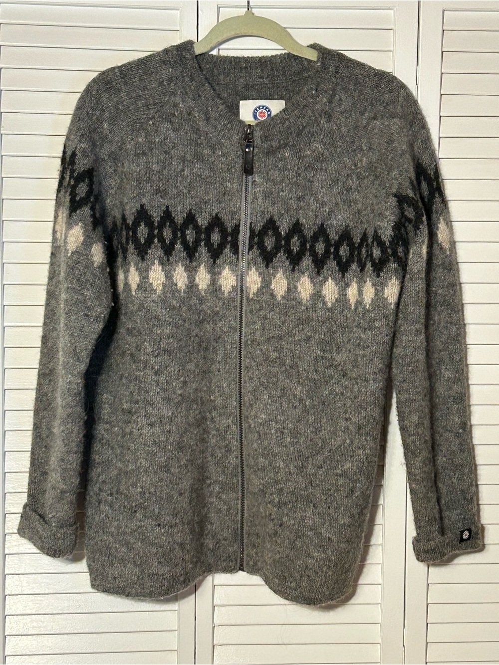 ICEWEAR Gray Full-Zip 100% Icelandic Wool Sweater, sz XL